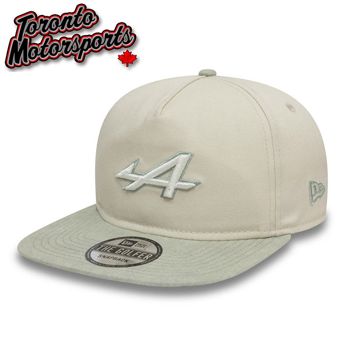 .2025 Alpine F1 Acid Wash Beige/Pale Green - New Era "THE GOLFER" Team Cap - Officially Licensed #ALP-60595529