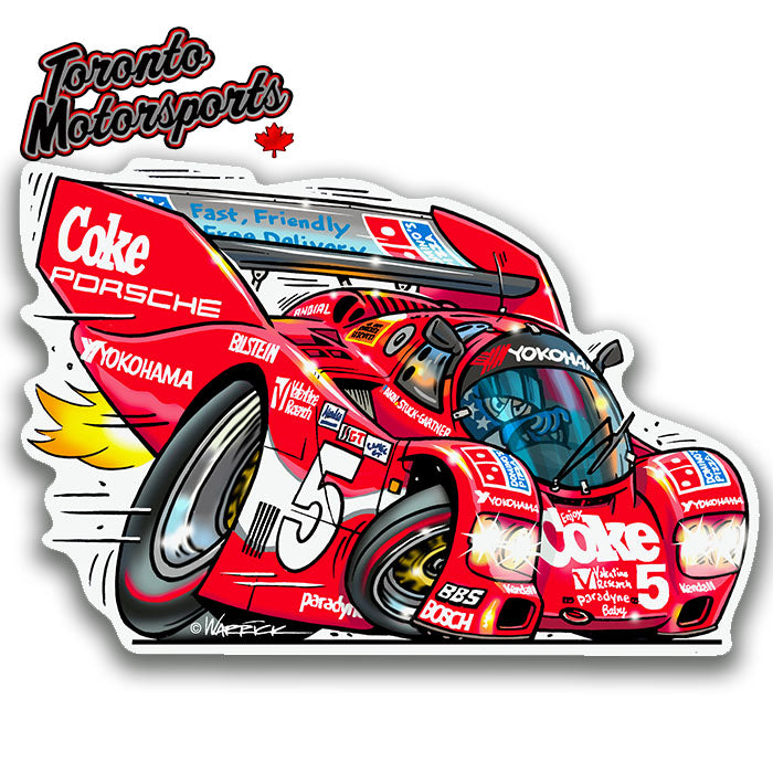 Porsche 962 #5 Bob Akin Coke IMSA Daytona 24hrs CarTOON - Vinyl Decal #DECAL-COKE962 (60)