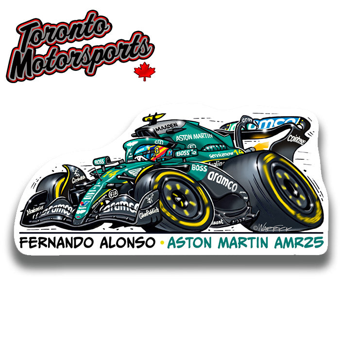 Fernando Alonso AMR25 F1 CarTOON - Vinyl Decal #DECAL-FAAMR25 (3)
