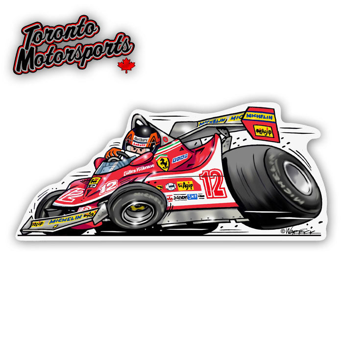 Gilles Villeneuve Ferrari F1 CarTOON - Vinyl Decal #DECAL-GILLES (16)