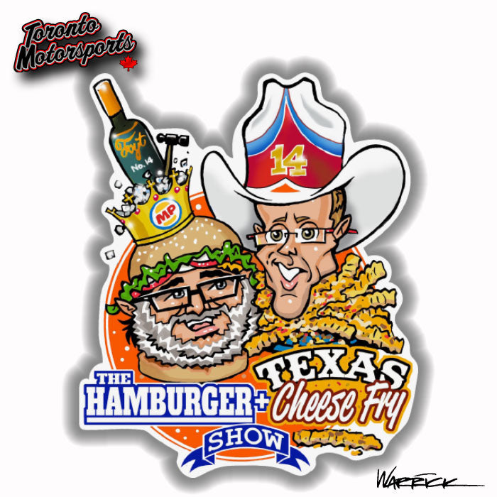 Marshall Pruett/Sebastien Bourdais 'The Hamburger & Texas Cheese Fry Show' - Die Cut Vinyl Sticker #DECAL-HTCFSHOW