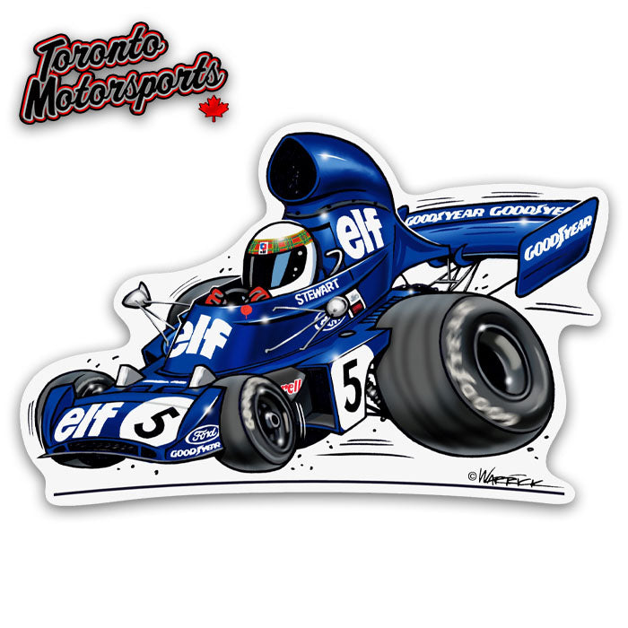 Jackie Stewart Tyrrell F1 CarTOON - Vinyl Decal #DECAL-JSTYRRELL (4)