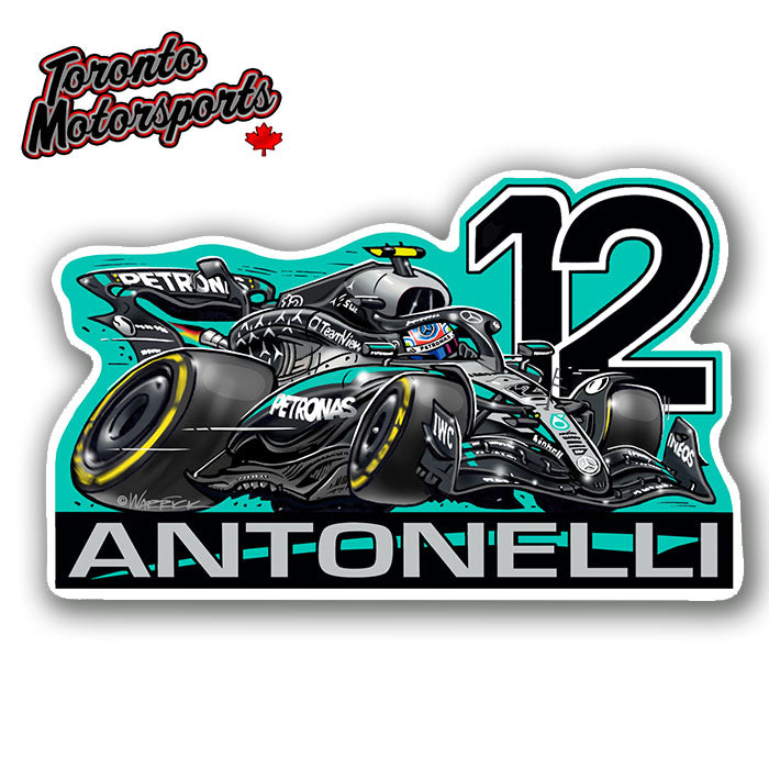 Kimi Antonelli Mercedes F1 CarTOON - Vinyl Decal #DECAL-KA25 (188)