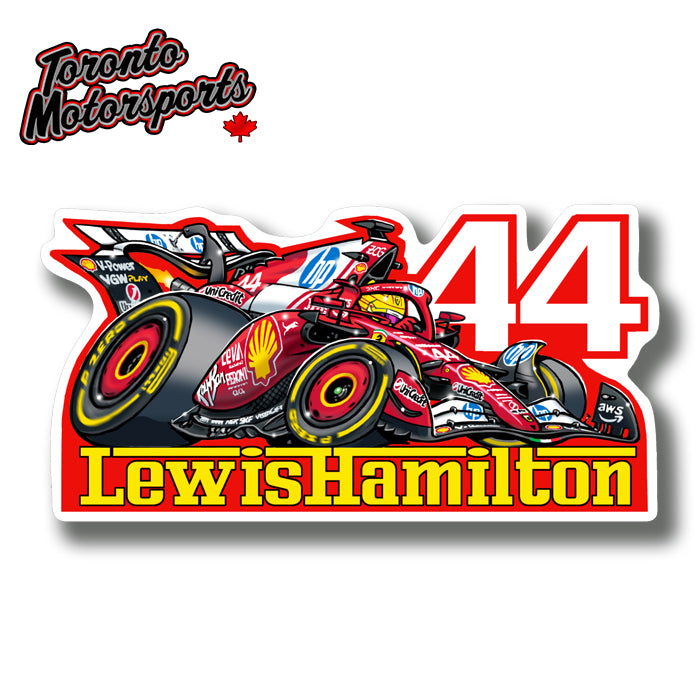Lewis Hamilton Ferrari SF25 F1 "LEWIS" CarTOON - Vinyl Decal #DECAL-LEWIS25 (7)