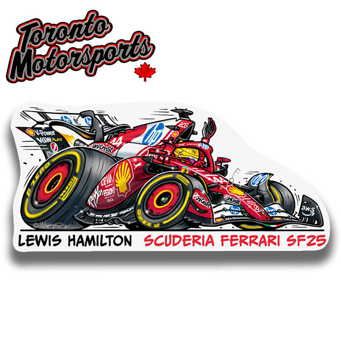 Lewis Hamilton Ferrari SF25 F1 CarTOON - Vinyl Decal #DECAL-LHSF25 (2)