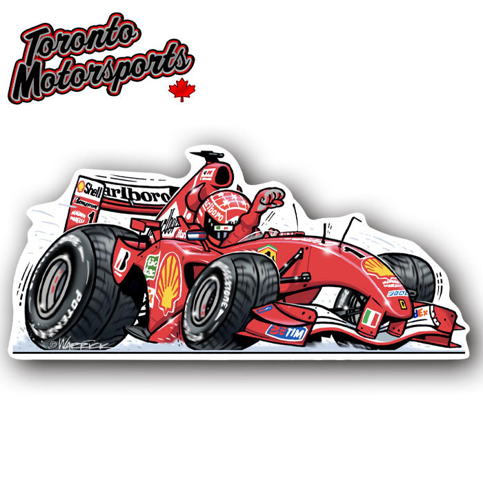 Michael Schumacher Ferrari F1 CarTOON - Vinyl Decal #DECAL-SCHUMACHER (15)