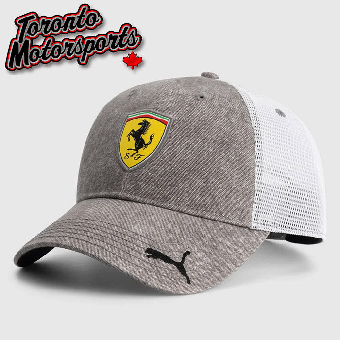 .2025 Scuderia Ferrari F1 Trucker Team Cap – Grey - Officially Licensed #FER-701232799002