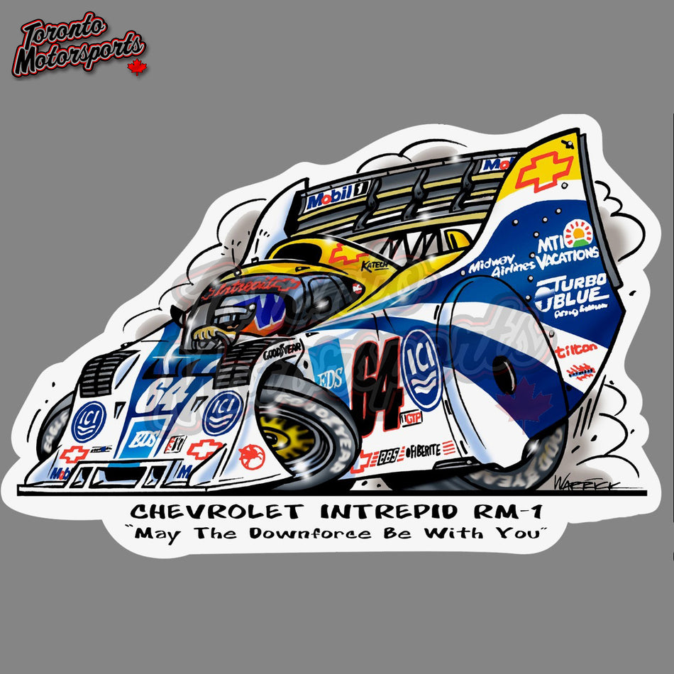 Chevrolet Intrpid RM-1 #64 "May The Downforce Be With You"  - IMSATOON Die Cut Vinyl Sticker #IMSATOON-INTREPID64 (46)