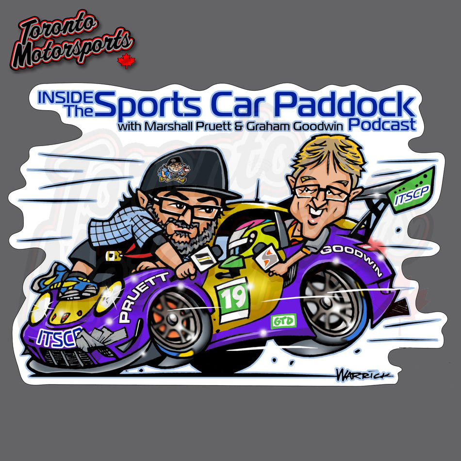 Marshall Pruett "Inside The Sports Car Paddock 2019" ImsaTOON Die Cut Vinyl Sticker #IMSATOONMPITSCP2019