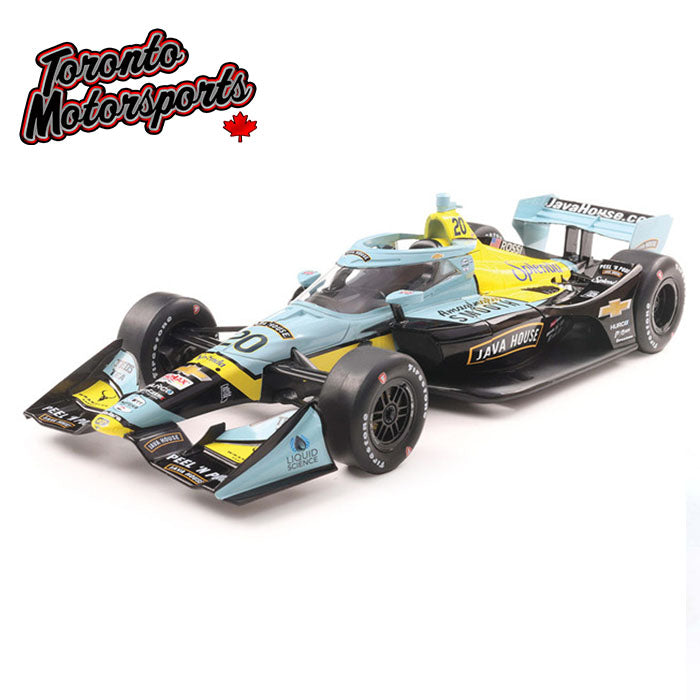 .2025 NTT IndyCar Series - #20 Alexander Rossi / Ed Carpenter Racing, Java House (Road Course) 1:18 Scale by IXO #IND18020