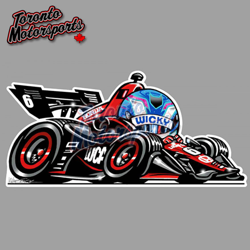Robert Wickens - WICKY "Red Rocket" CarTOON-  Die Cut Vinyl Sticker #INDYTOONRWCT (150)