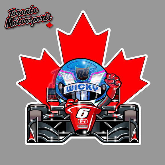 Robert Wickens "WICKY" Maple Leaf -  Die Cut Vinyl Sticker #INDYTOONRWML (157)
