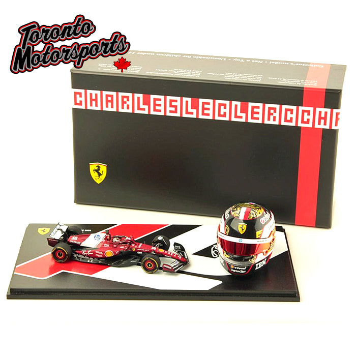 2025 Charles LeClerc Scuderia Ferrari - Abu Dhabi GP - F1 Replica Helmet and Car Set - 1:5/1:43 Scale by Looksmart #LSSET02