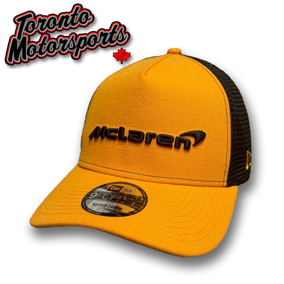 .McLaren Wordmark (Papaya/Black) - NEW ERA 9FORTY Trucker Cap Officially Licensed #MCL-70786906