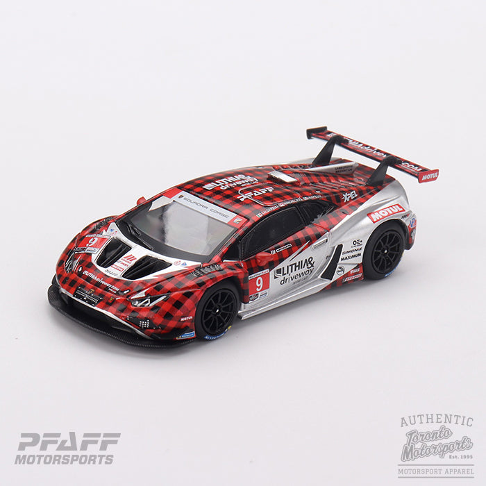 2025 Lamborghini Huracán GT3 Evo 2 Pfaff Motorsports #9 Caldarelli/Hinchcliffe/Mapelli – IMSA GT Pro 1:64 Scale by MiniGT #MGTPFAFF64-25