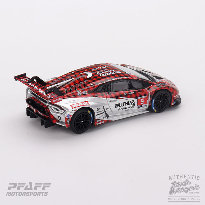 2025 Lamborghini Huracán GT3 Evo 2 Pfaff Motorsports #9 Caldarelli/Hinchcliffe/Mapelli – IMSA GT Pro 1:64 Scale by MiniGT #MGTPFAFF64-25