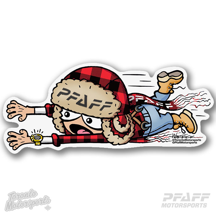 Pfaff Motorsports 'Hang-On Freddie' (left) - Vinyl Decal  #PFAFF-DECALHANGON-L