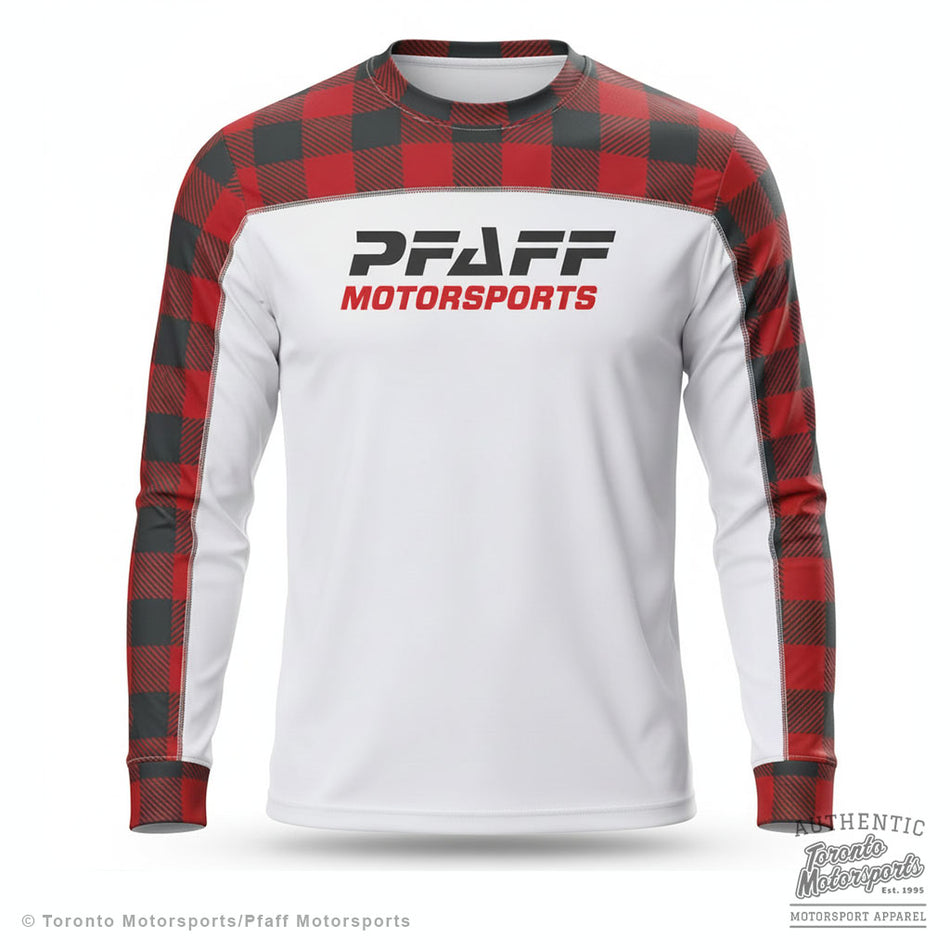 Pfaff Motorsports Team Long Sleeve BMX Shirt - White/Plaid PFAFF26-212