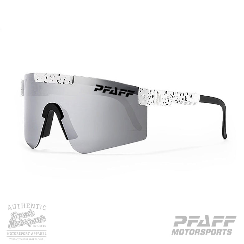 Pfaff Motorsports "Team Pit Crew" White w/ Mirrored Lens Sunglasses #PFAFF24-101WH
