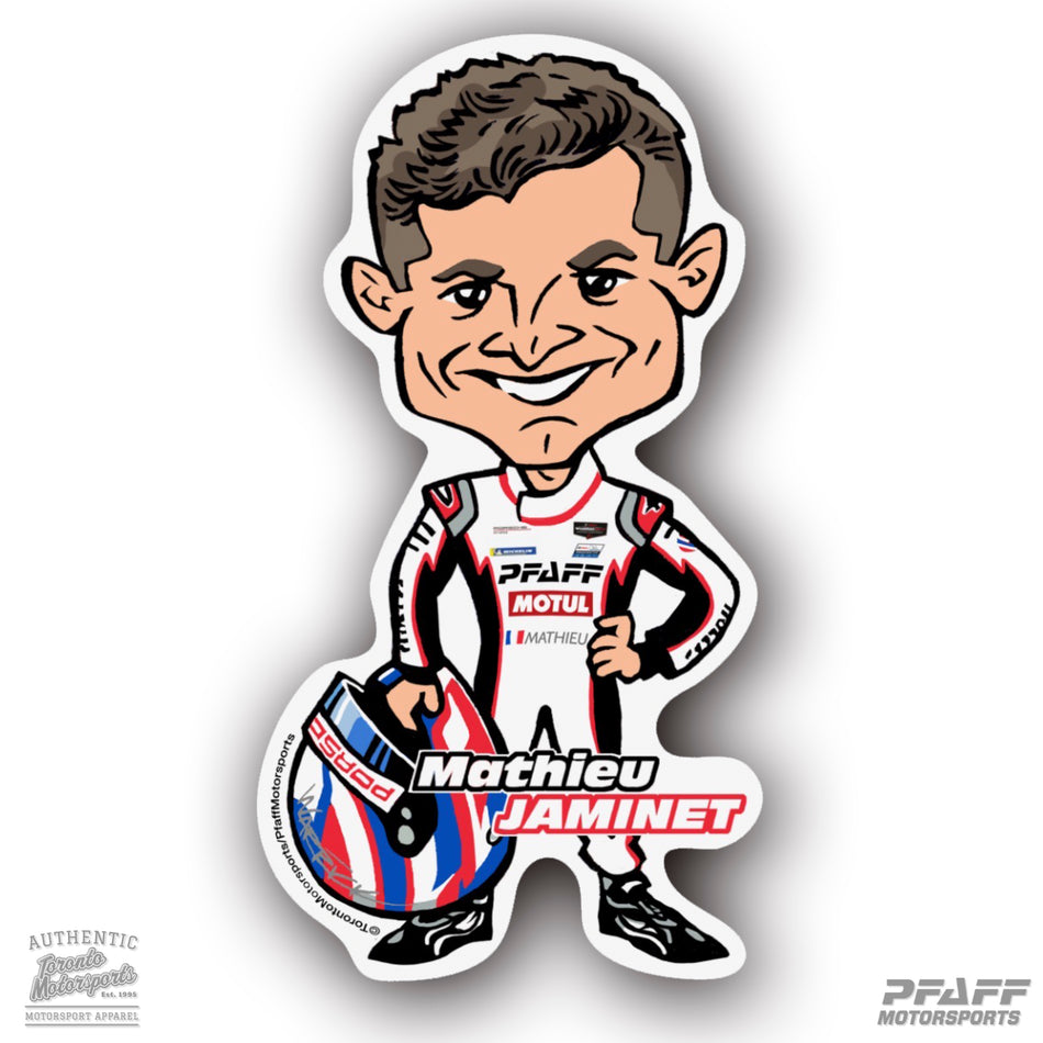 Pfaff Motorsports - Mathieu Jaminet Cartoon - Vinyl Decal  #DECAL-PFAFFJAMJAM
