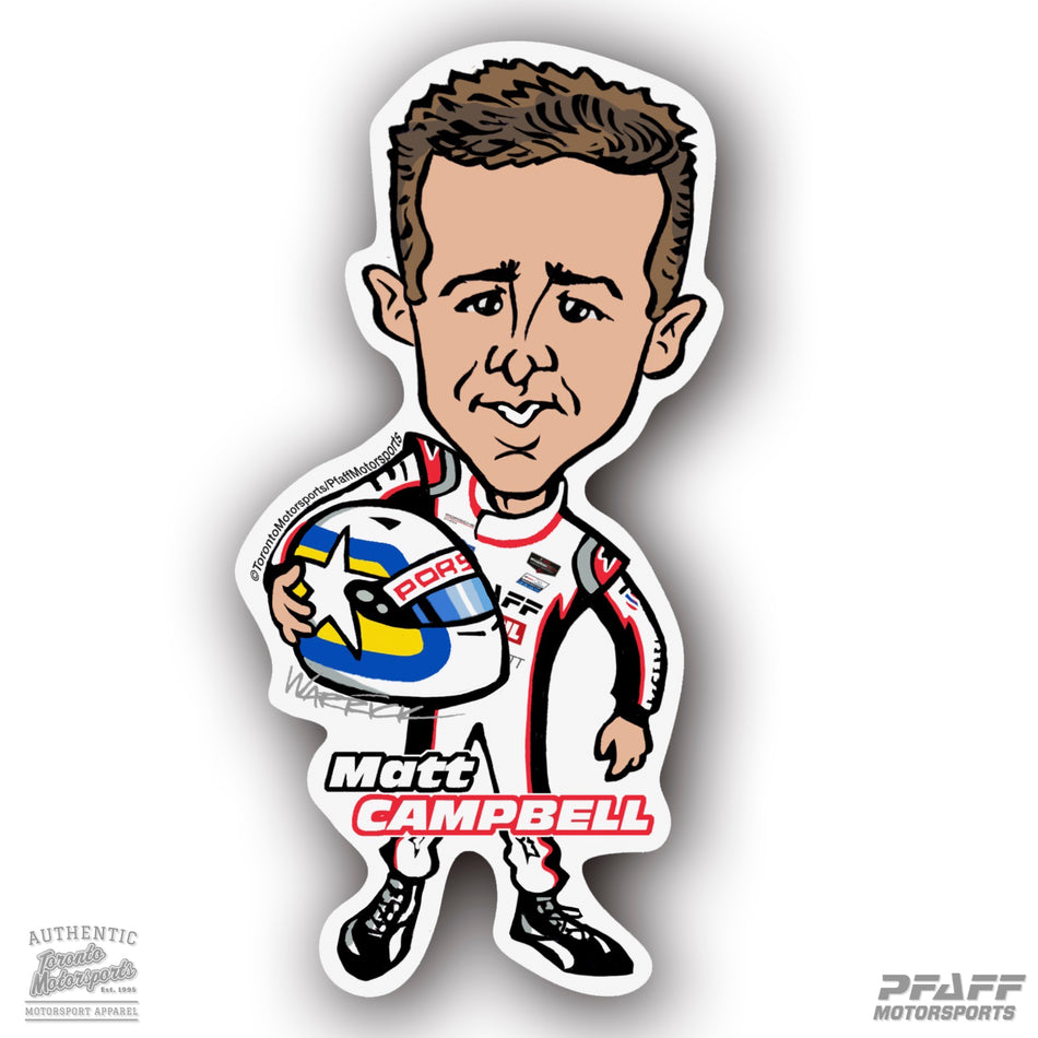 Pfaff Motorsports - Matt Campbell Cartoon - Vinyl Decal  #DECAL-PFAFFCAMPBELL