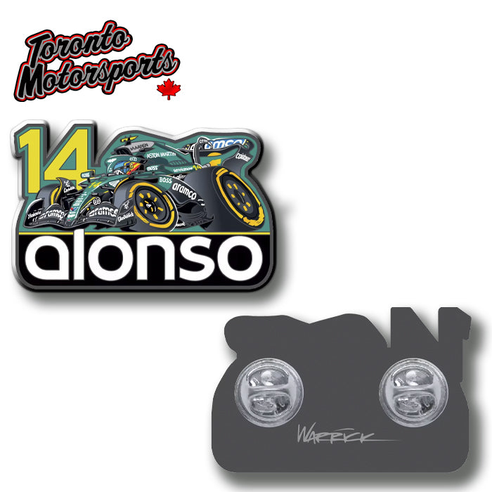 Fernando Alonso AMR25 F1 - Warrick CarTOON Art - Enamel Collector Pin #PIN-FA25