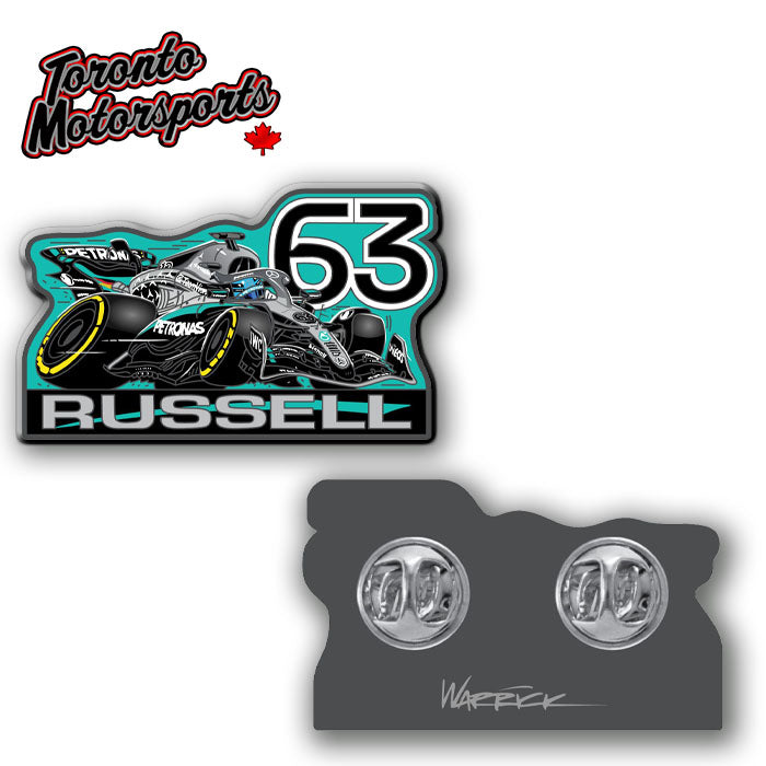 George Russell Mercedes F1 - Warrick CarTOON Art - Enamel Collector Pin #PIN-GR25