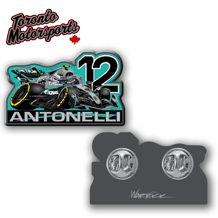 Kimi Antonelli Mercedes F1 - Warrick CarTOON Art - Enamel Collector Pin #PIN-KA25