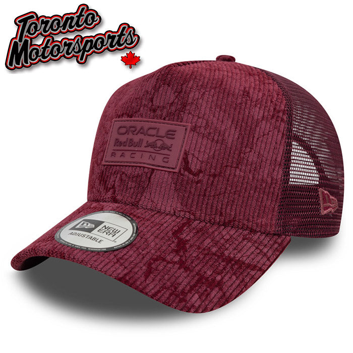 .2025 Red Bull Racing F1 Burgundy Crackle Corduroy Trucker- New Era E-Frame Team Cap - Officially Licensed #RB-60595762