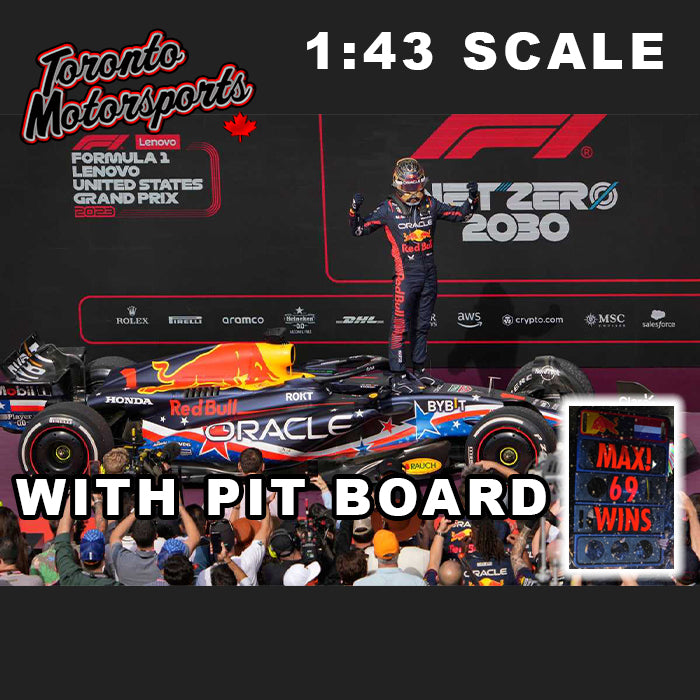 2025 Oracle Red Bull Racing #1 Max Verstappen Las Vegas GP WINNER - w/Pit Board 1:43 Scale by Spark #S9669