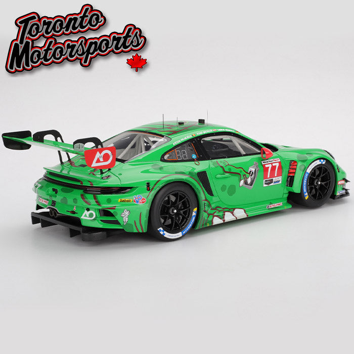 2025 Porsche 911 GT3 R "REXY" AO Racing #77 Bachler/Heinrich/Picariello – *w/ BRACES & GOLD TOOTH* WINNER GTD PRO IMSA Sebring 12 Hrs 1:18 Scale by TopSpeed #TS0684